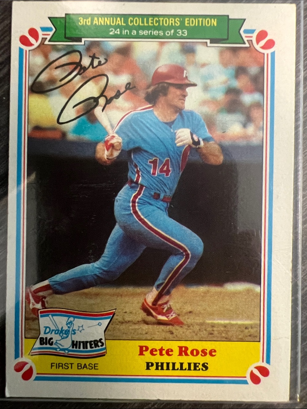 Drakes Pete Rose Trading Card - Blue and Red